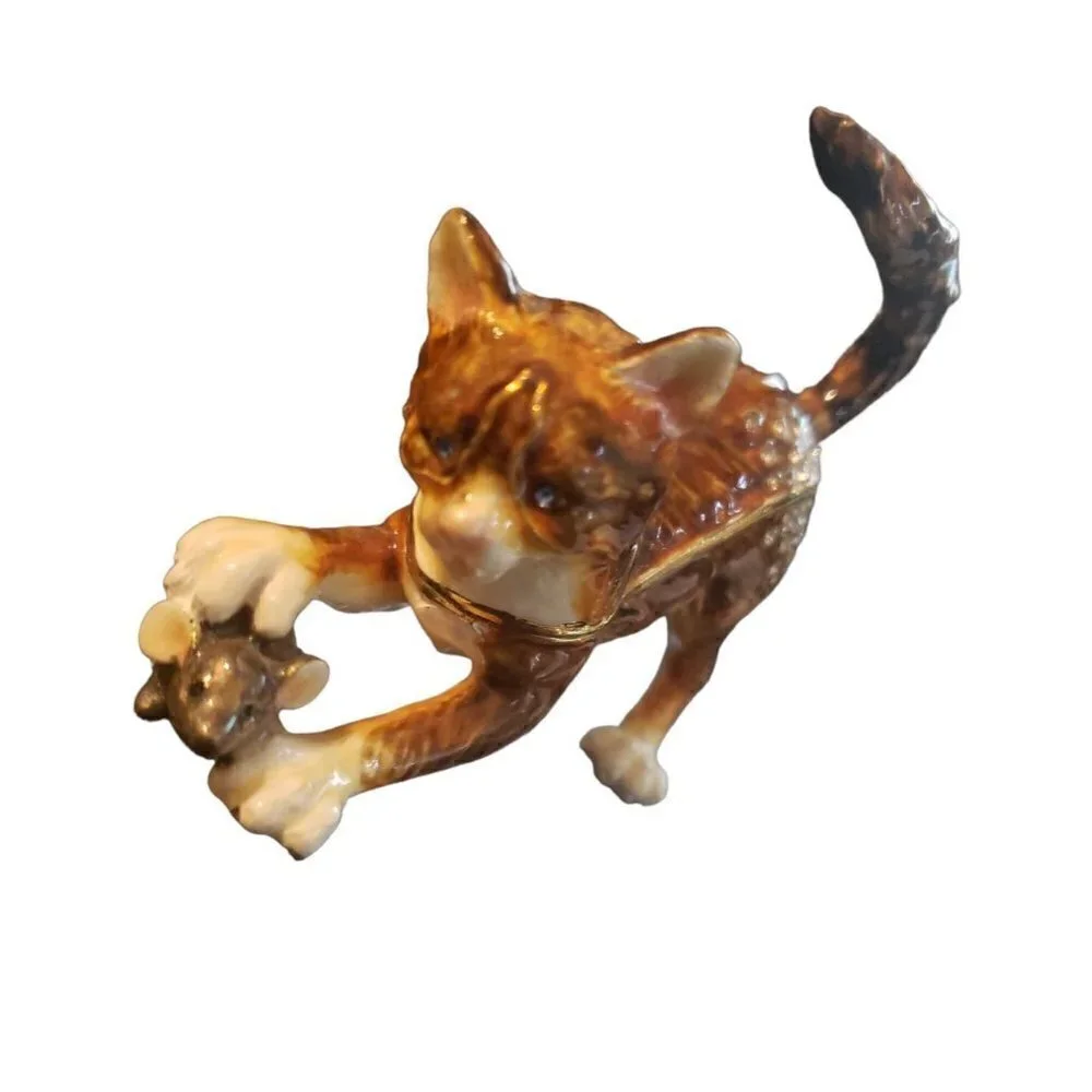 Jere jewelry cat box trinkets holder Cat and mouse